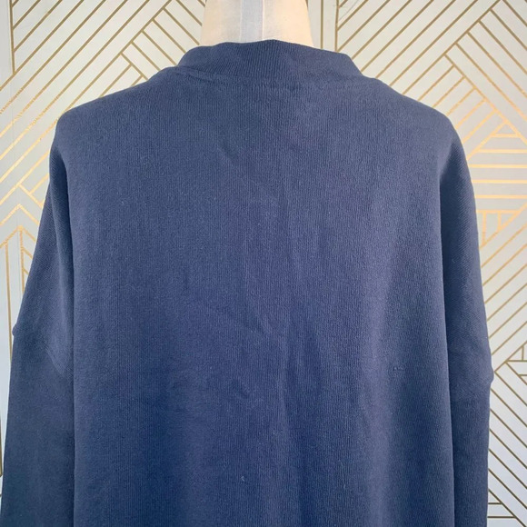 Anthropologie Deletta Murray Coat Sweatshirt Bomber Cotton Navy Blue Size Small - Picture 8 of 10